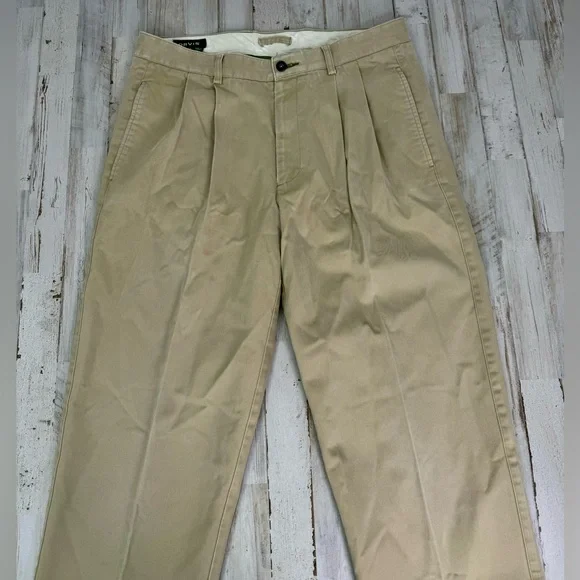 Orvis Pants Mens 34x29.5 Pleated Golf Straight Leg Casual Tan - Picture 3 of 11